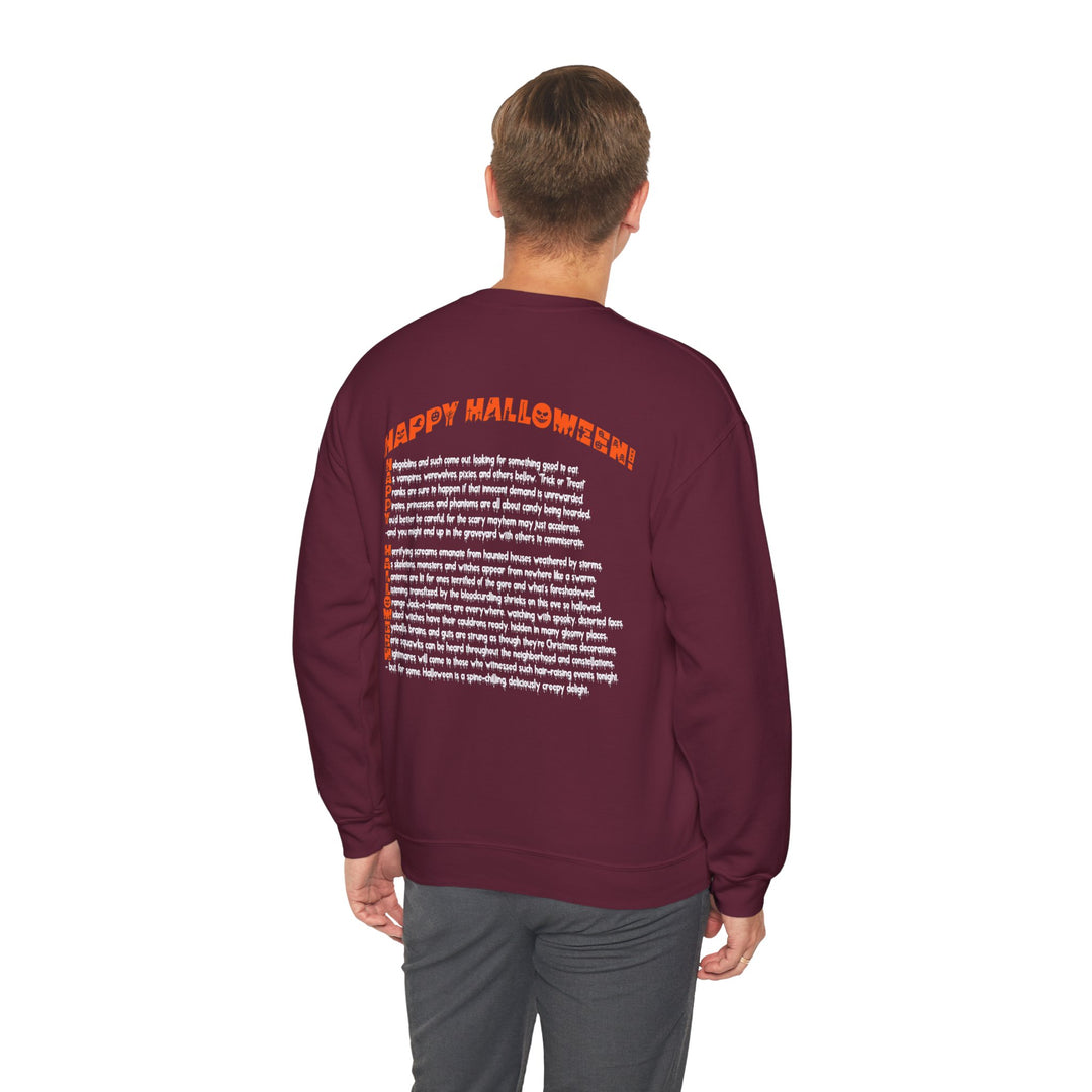Happy Halloween Acrostic Poem Sweatshirt - "Rock On" Hand and Zombies