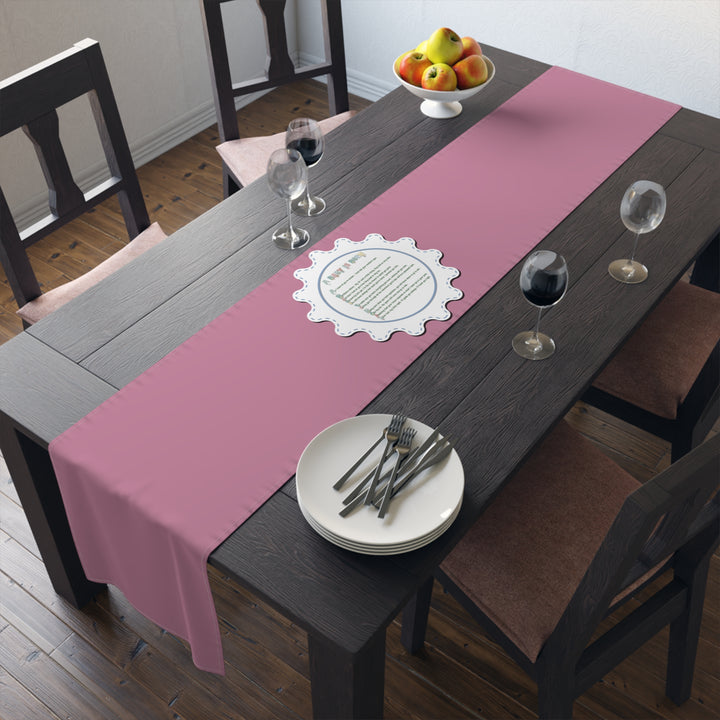 “A Baby is Born” Table Runner - Baby Items Font - Pink - No Personalization