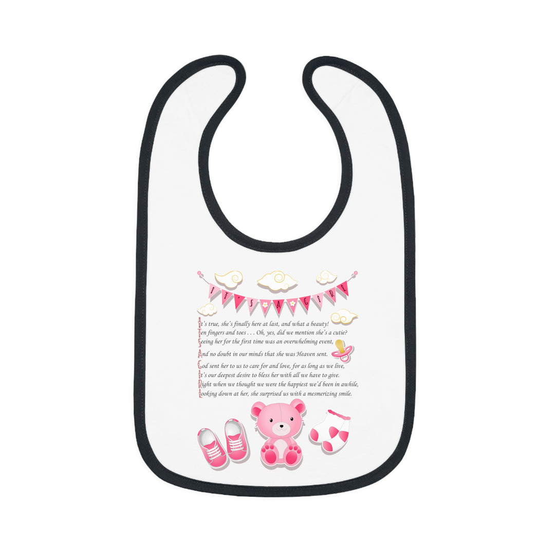 Baby Steps Acrostic Poem - Contrast Trim Jersey Bib - "It's a Girl"