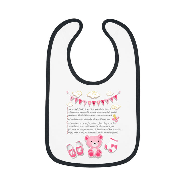Baby Steps Acrostic Poem - Contrast Trim Jersey Bib - "It's a Girl"