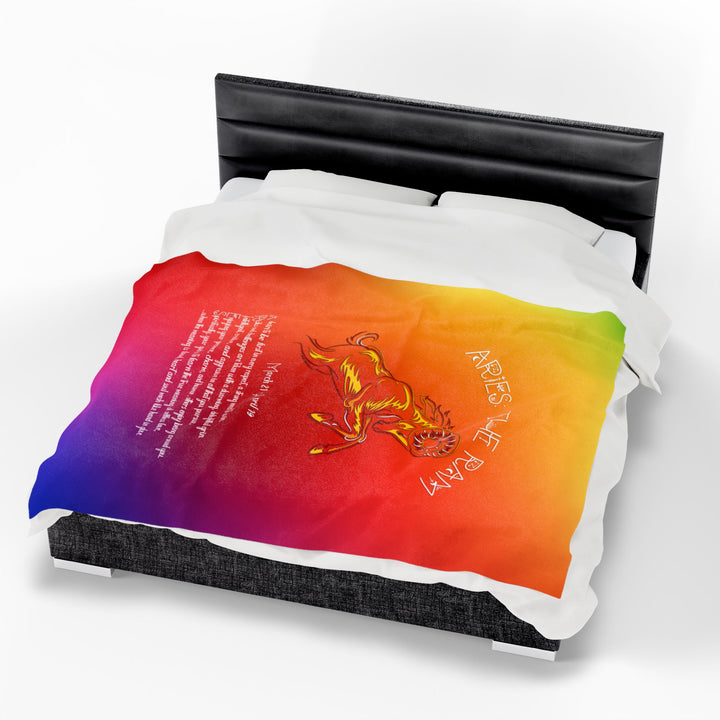 Aries Acrostic Poem Velveteen Plush Blanket - Colored