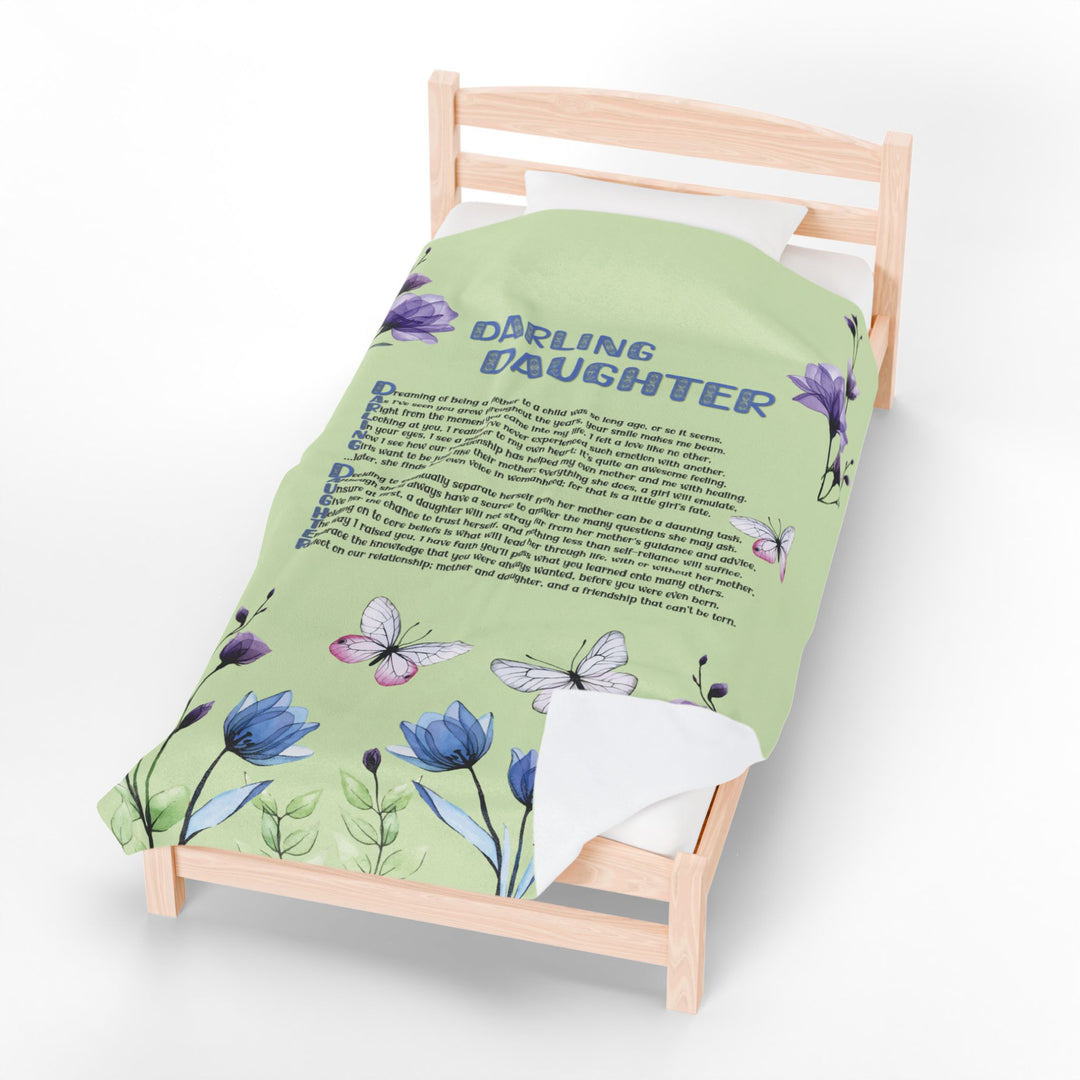 Darling Daughter Acrostic Poem Velveteen Plush Blanket - Floral Design