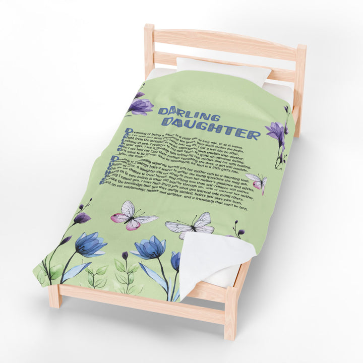 Darling Daughter Acrostic Poem Velveteen Plush Blanket - Floral Design