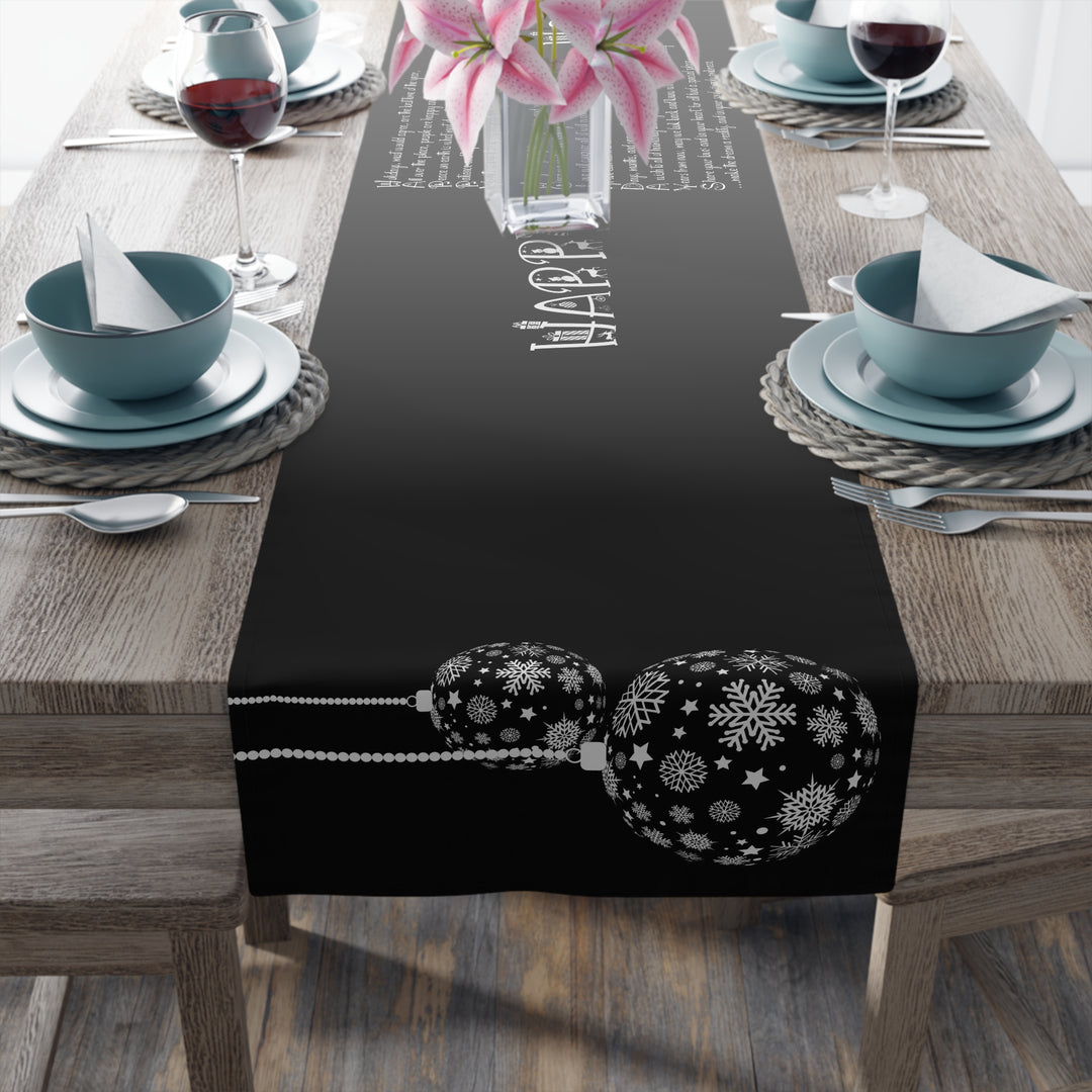 Happy Holidays Acrostic Poem Table Runner - Black-Ornaments