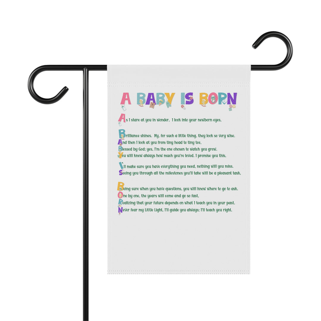 A Baby is Born Acrostic Poem outdoor/Garden Banner