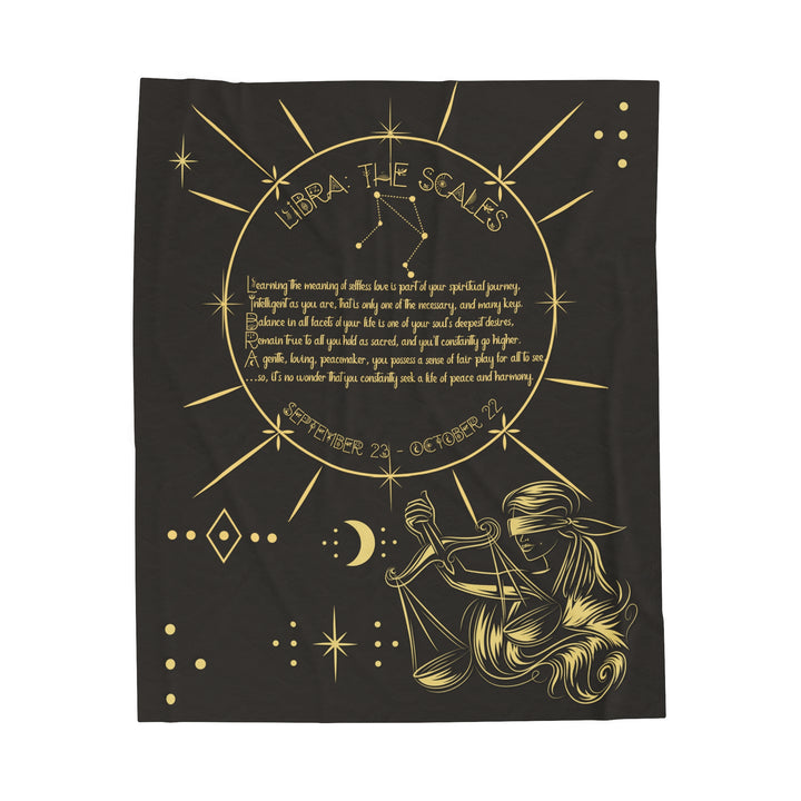 Written in the Stars Velveteen plush blanket with acrostic poem spelling out "Libra"