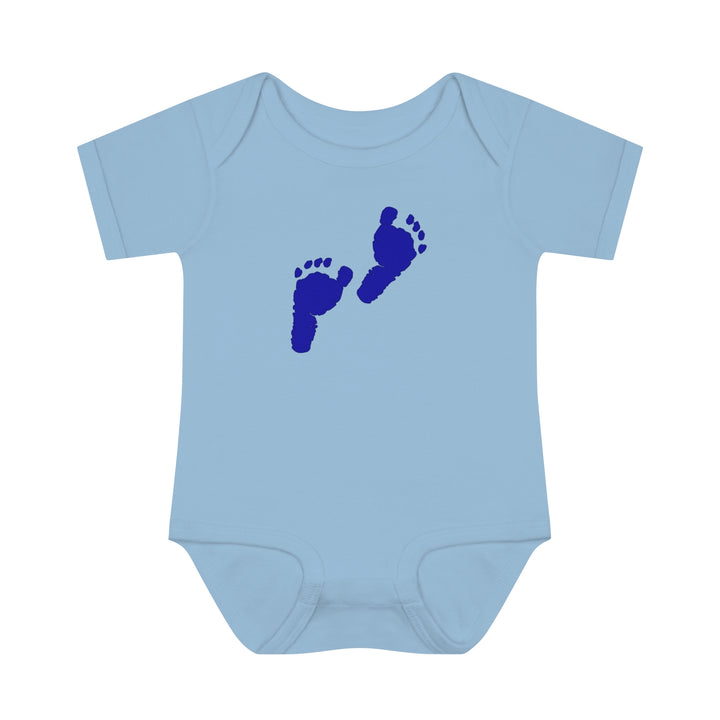 Baby Steps "Baby Feet" Acrostic Poem Bodysuit - Blue Footprints