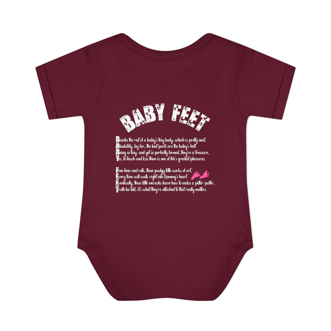 Baby Feet Acrostic Poem Bodysuit - Pink Footprints