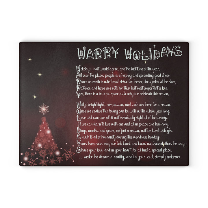 It's Just a Phrase Glass Cutting Board - "Happy Holidays" - 2