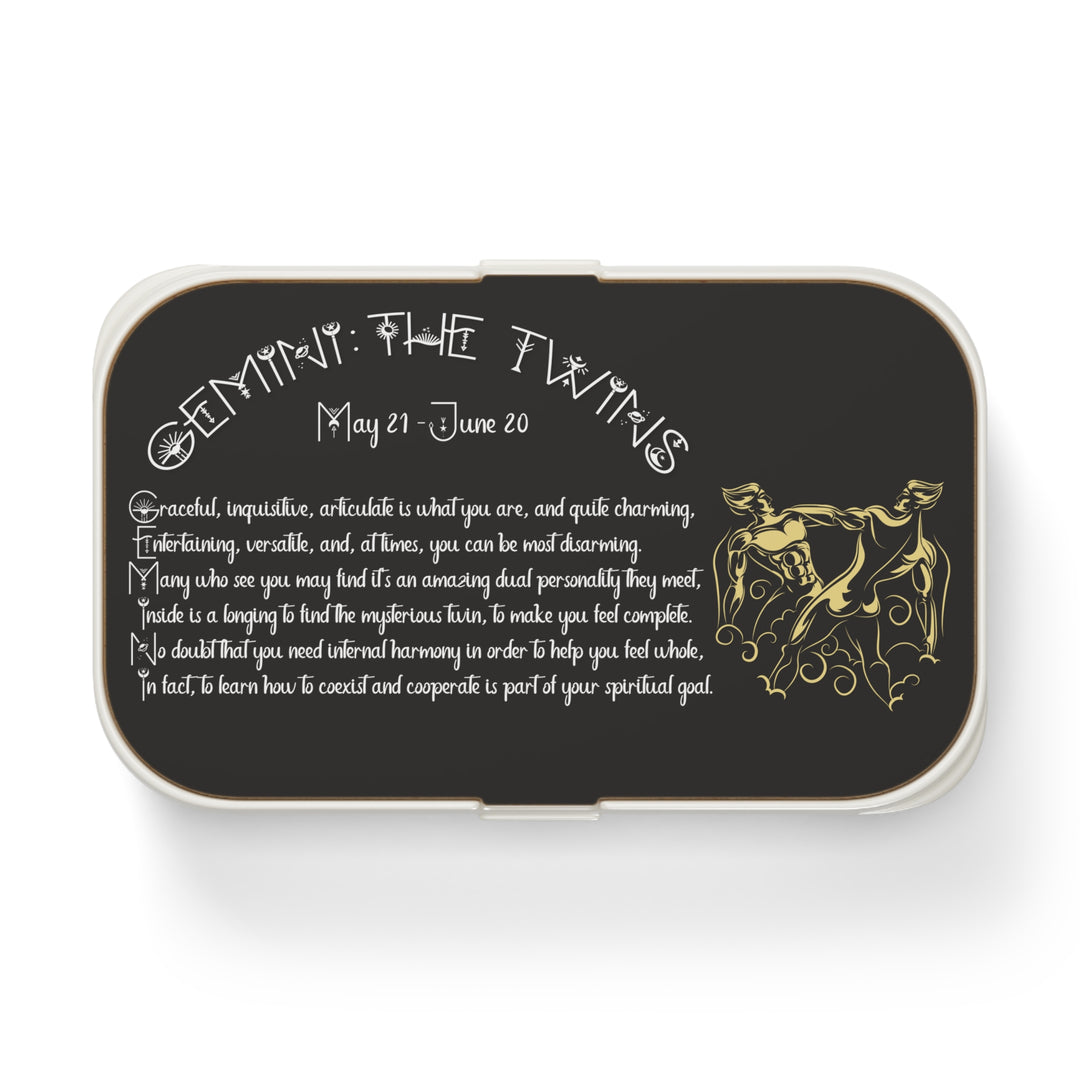 Gemini Acrostic Poem Bento Lunch Box - Wooden Lid