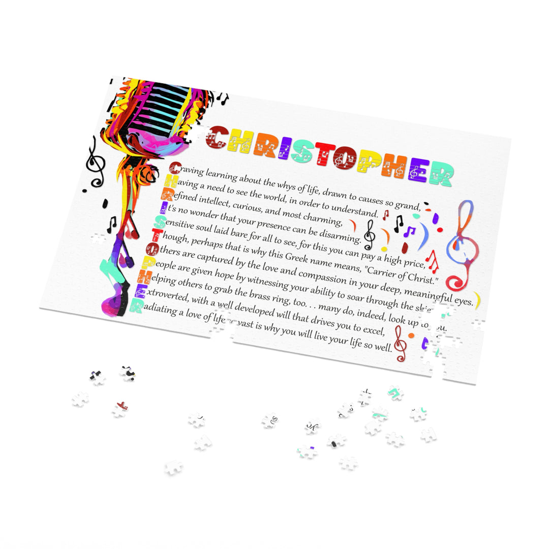 Namesakes Acrostic Name Poem Jigsaw Puzzle - Musical Notes and Mic - Tin Box
