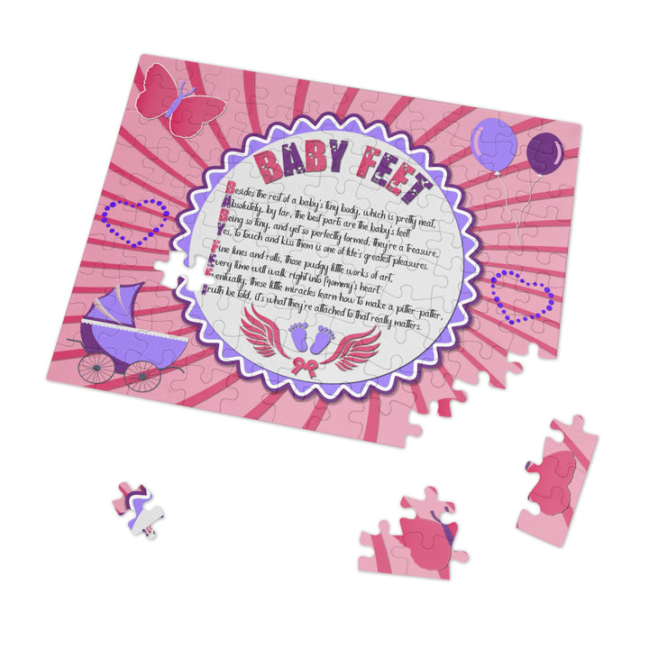 Baby Feet Acrostic Poem Puzzle - Baby feet - Pink-Wings - Tin Box