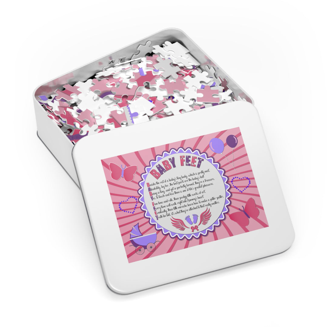 Baby Feet Acrostic Poem Jigsaw Puzzle - Baby feet - Pink - Tin Box