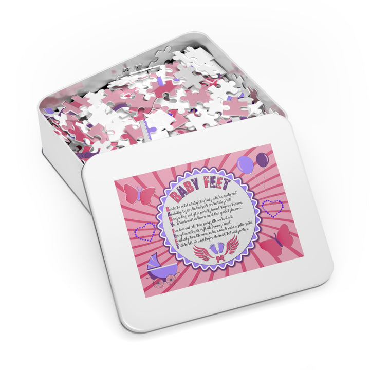 Baby Feet Acrostic Poem Jigsaw Puzzle - Baby feet - Pink - Tin Box