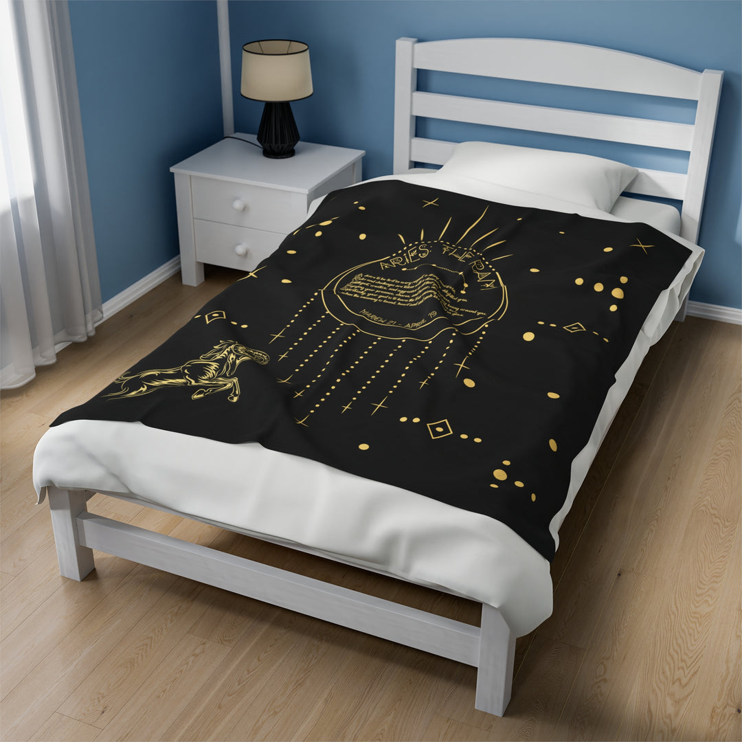 Written in the Stars Velveteen plush blanket with acrostic poem "Aries"