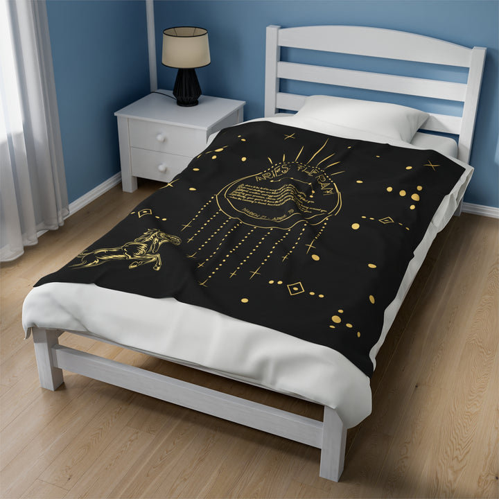 Written in the Stars Velveteen plush blanket with acrostic poem "Aries"