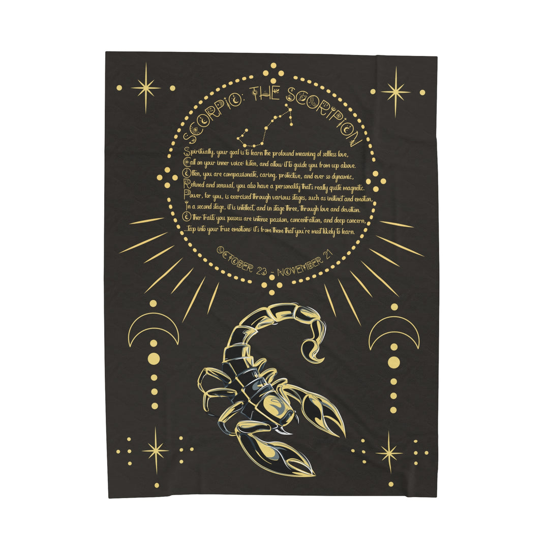 Written in the Stars Velveteen plush blanket with acrostic poem spelling out "Scorpio"