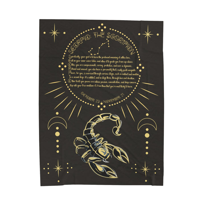Written in the Stars Velveteen plush blanket with acrostic poem spelling out "Scorpio"