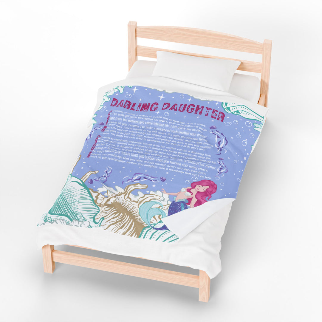 Darling Daughter Acrostic Poem Velveteen Plush Blanket - Mermaid Design