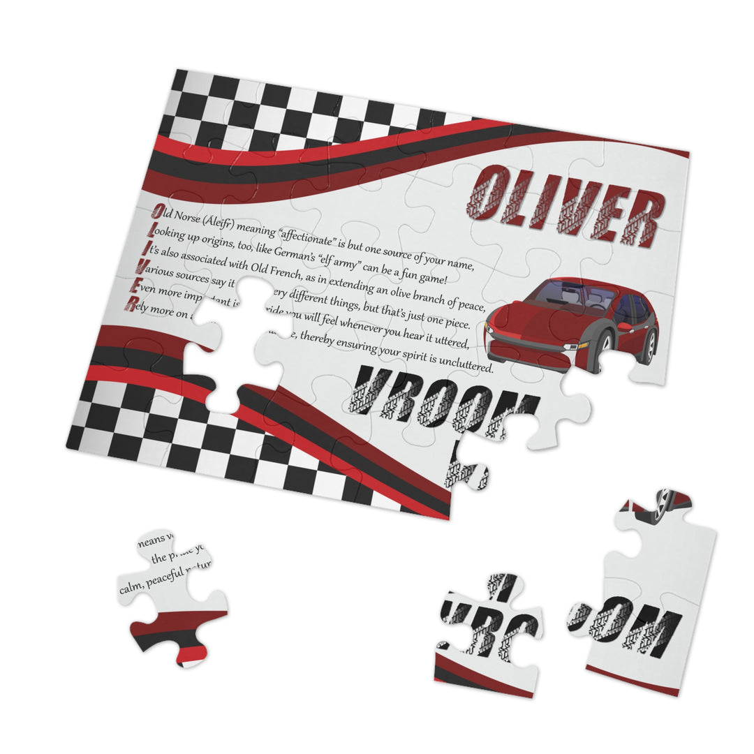 Namesakes Acrostic Name Poem Jigsaw Puzzle - Vroom, Vroom - Tin Box