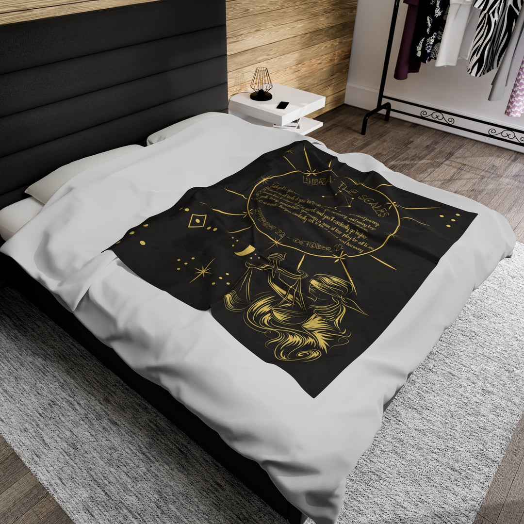 Written in the Stars Velveteen plush blanket with acrostic poem spelling out "Libra"