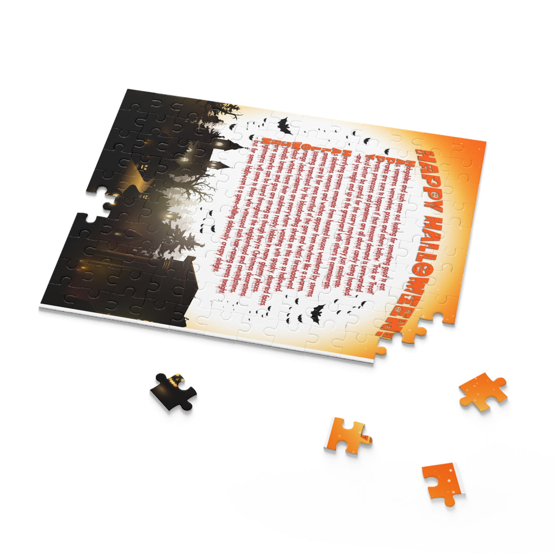 Happy Halloween Acrostic Poem Puzzle - Haunted Mansion - Cardboard Box