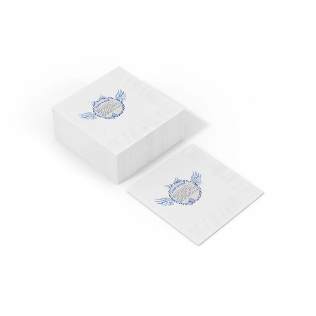 A Baby is Born Baby Shower Coined Napkins - Blue Wings