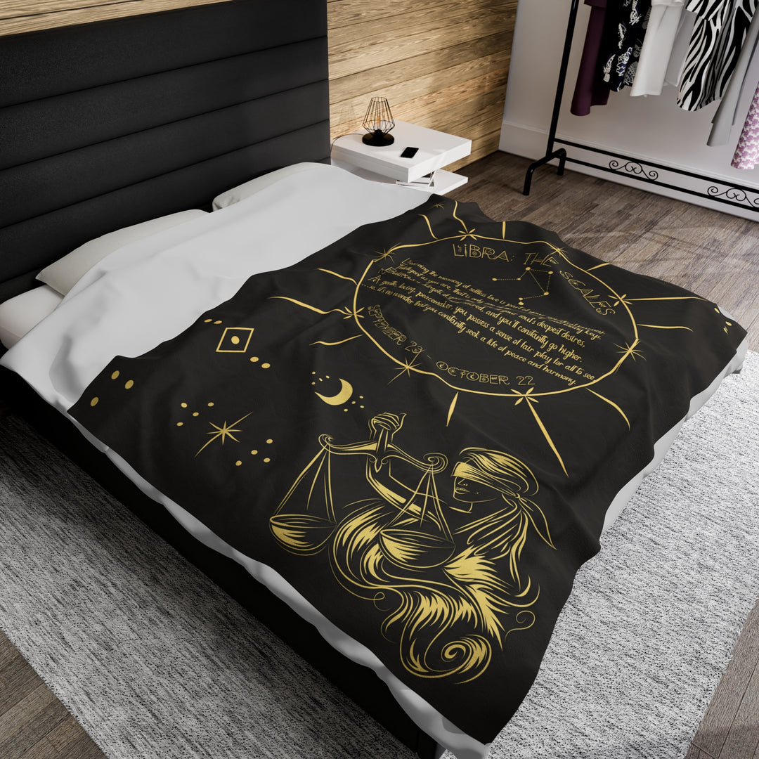 Written in the Stars Velveteen plush blanket with acrostic poem spelling out "Libra"