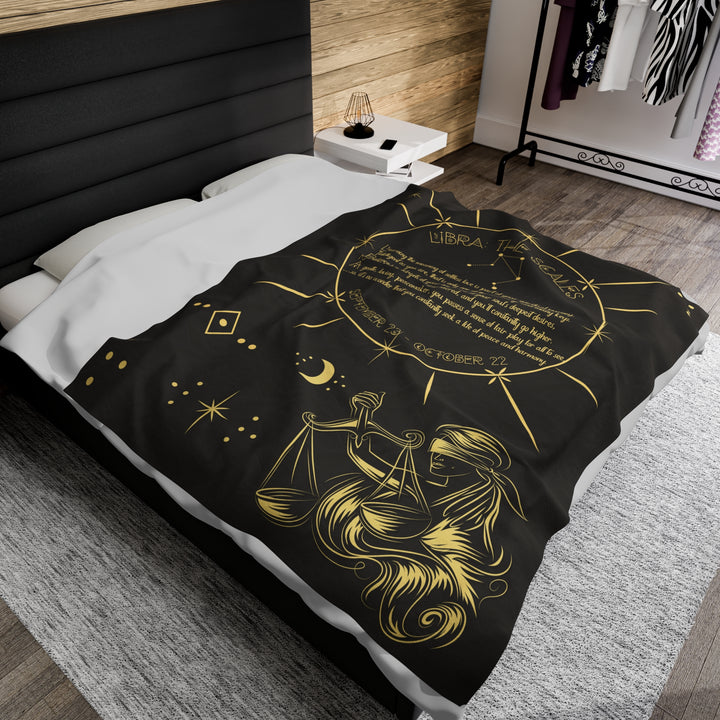 Written in the Stars Velveteen plush blanket with acrostic poem spelling out "Libra"
