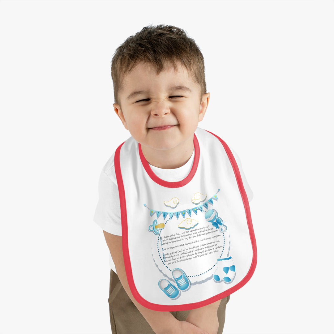 Baby Steps Acrostic Poem - Contrast Trim Jersey Bib - "It's a Boy" - Baby Items