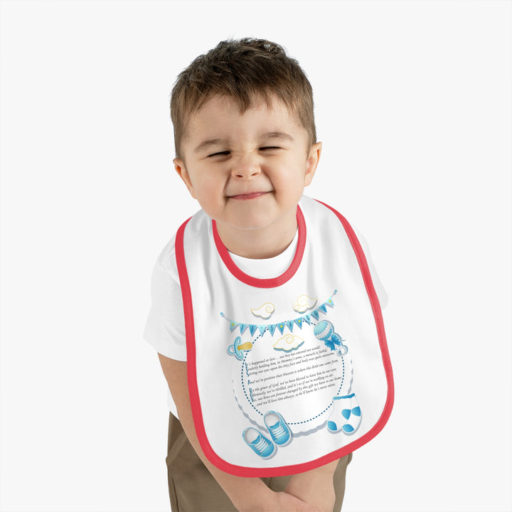 Baby Steps Acrostic Poem - Contrast Trim Jersey Bib - "It's a Boy" - Baby Items