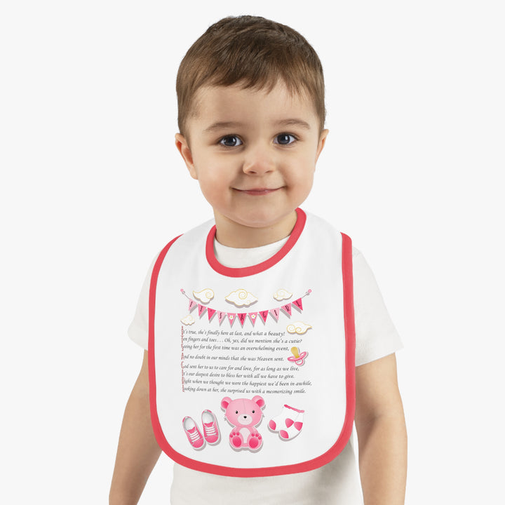 Baby Steps Acrostic Poem - Contrast Trim Jersey Bib - "It's a Girl"