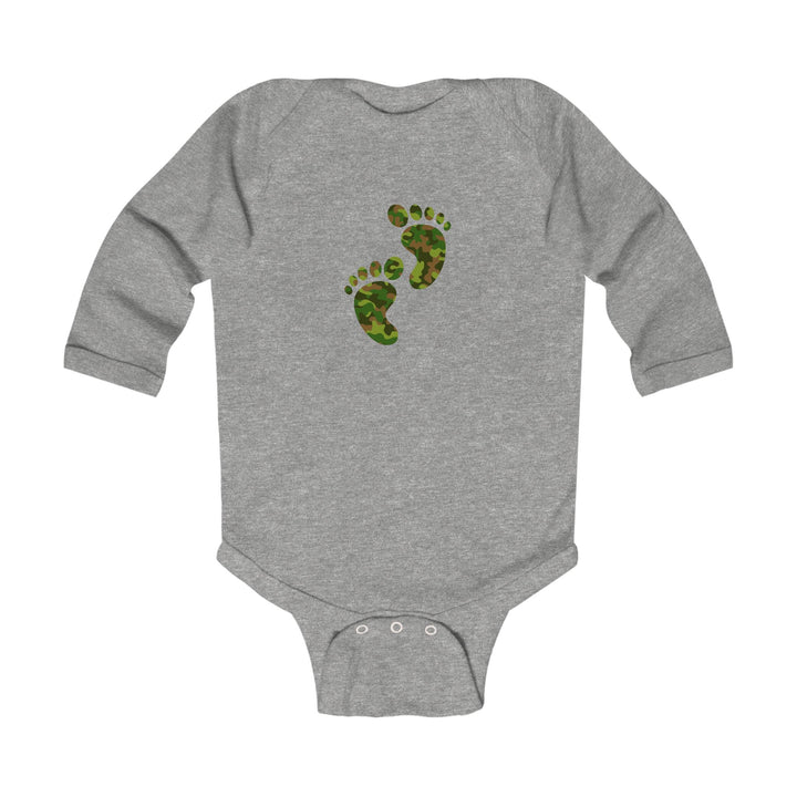 Baby Feet Acrostic Poem Infant Long Sleeve Bodysuit - Camo - No Personalization