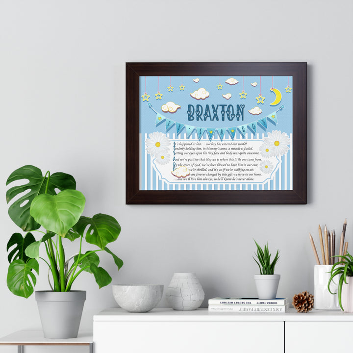 Baby Steps "It's a Boy" Framed Print Collection - Blue Stripes - Personalized