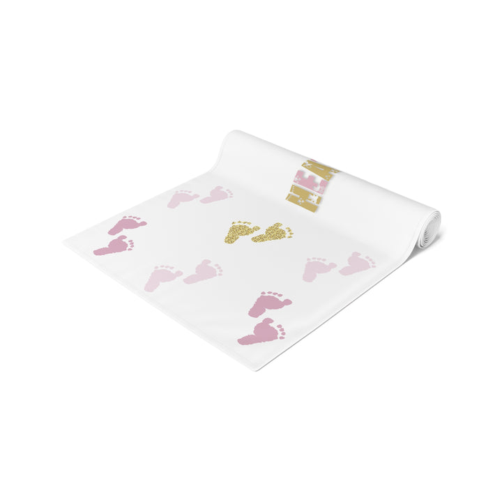 “Baby Feet” Table Runner - Pink-Gold - Personalized