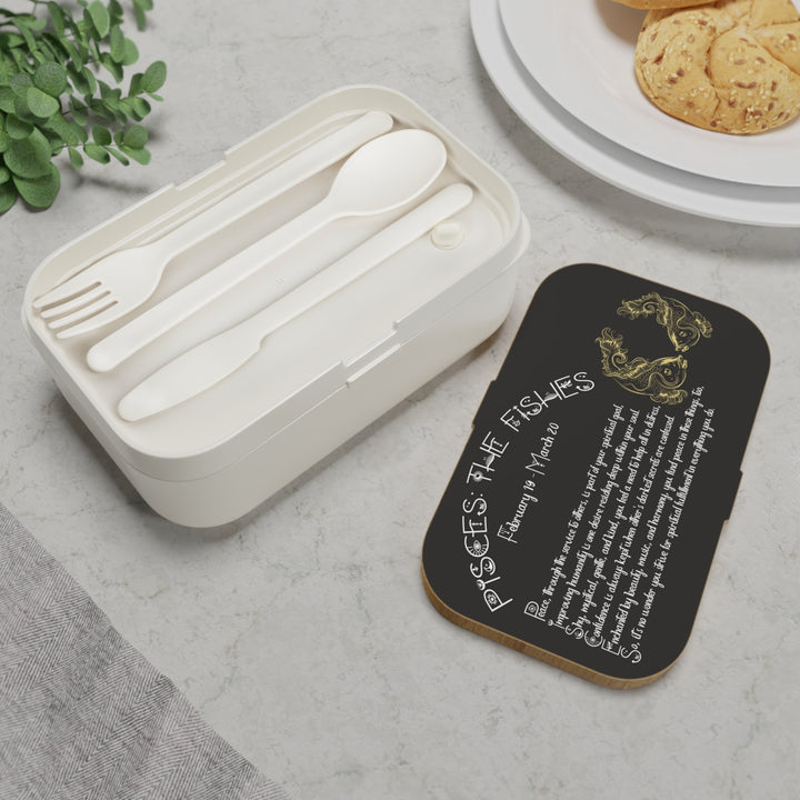 Pisces Acrostic Poem Bento Lunch Box - Wooden Lid