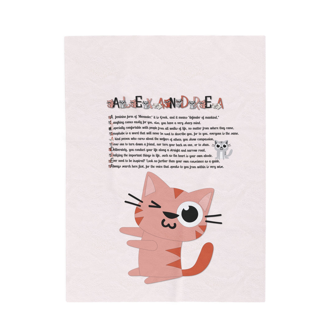 Namesakes Velveteen Plush Blanket with Acrostic Poem - Kitty Design