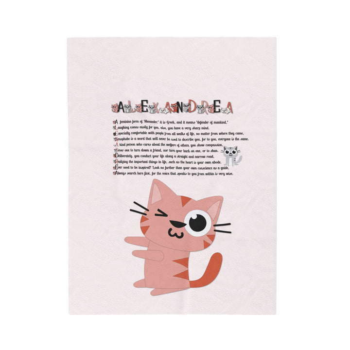 Namesakes Velveteen Plush Blanket with Acrostic Poem - Kitty Design