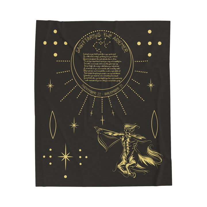 Written in the Stars Velveteen plush blanket with acrostic poem spelling out "Sagittarius"