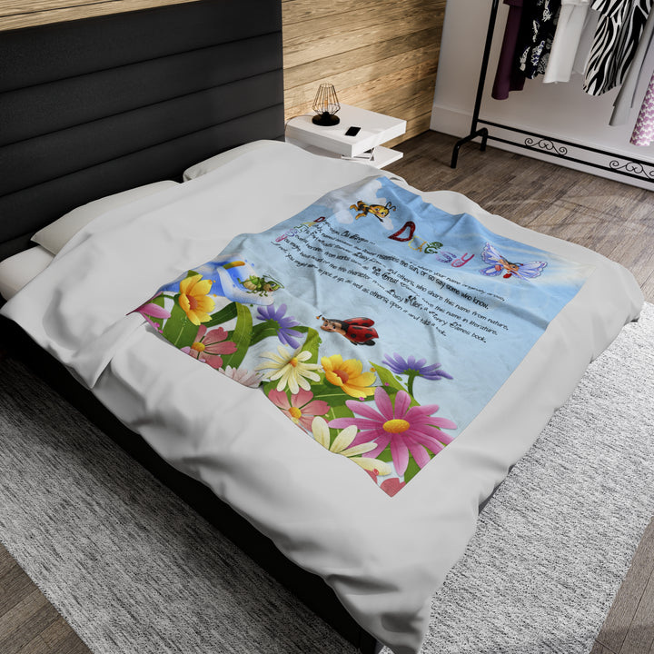 Namesakes Personalized Velveteen Plush Blanket with Acrostic Poem Spelling Out a Name