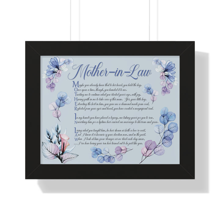 It's Just a Phrase "Mother-in-Law" Framed Horizontal Acrostic Poem Print- Floral
