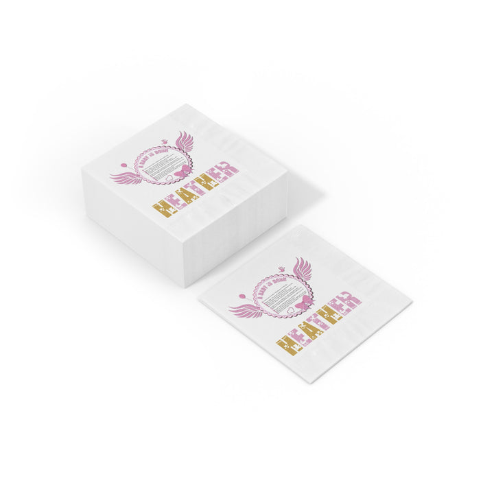 A Baby is Born Baby Shower Coined Napkins - Pink Wings - Personalized