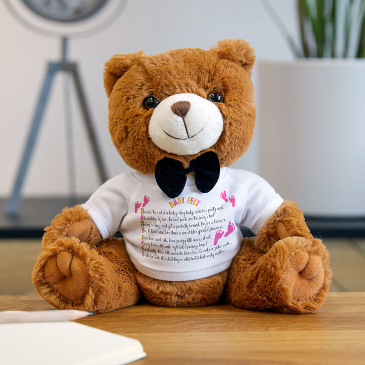 “‘Baby “Feet” Acrostic Poem Teddy Bear with T-Shirt - Pink