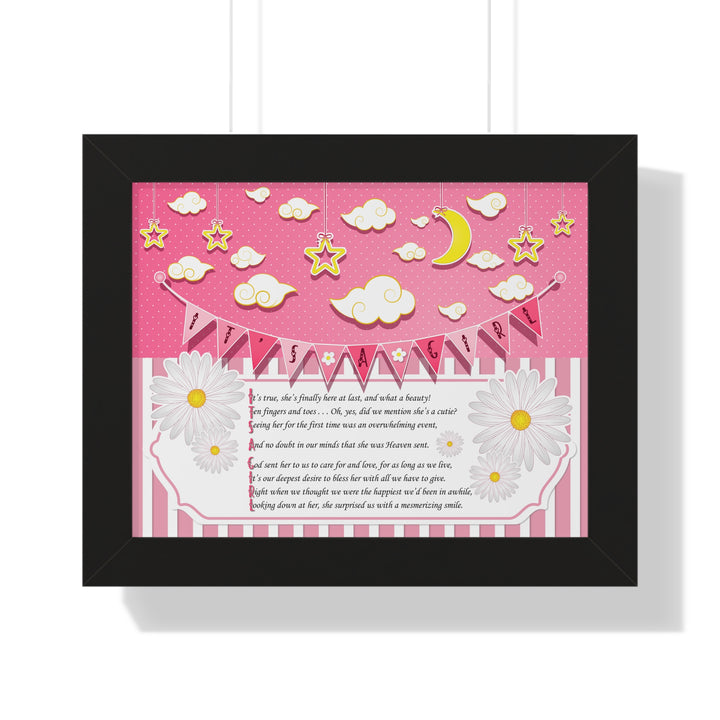 Baby Steps "It's a Girl" Framed Print - Pink Stripes -No Personalization
