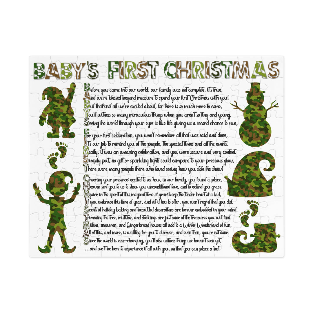 Baby's First Christmas Acrostic Poem Jigsaw Puzzle - Camo - Tin Box