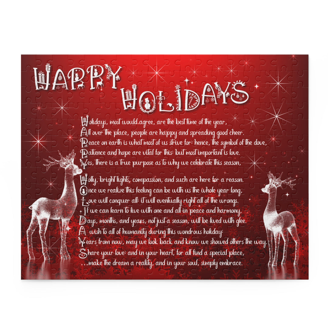 Happy Holidays Acrostic Poem Puzzle - Deer and Ice