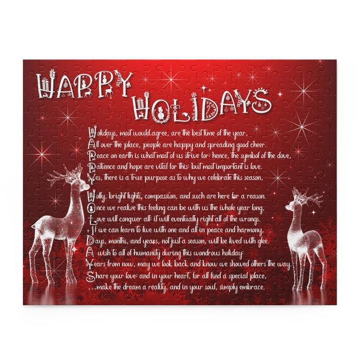 Happy Holidays Acrostic Poem Puzzle - Deer and Ice