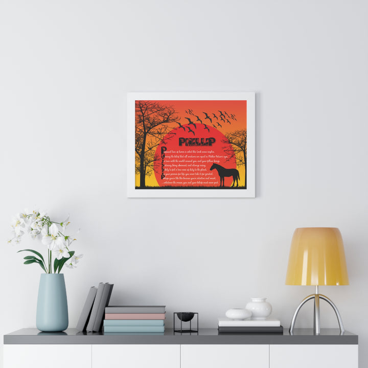 Namesakes Framed Acrostic Poem Print - Horse