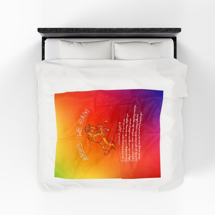 Aries Acrostic Poem Velveteen Plush Blanket - Colored