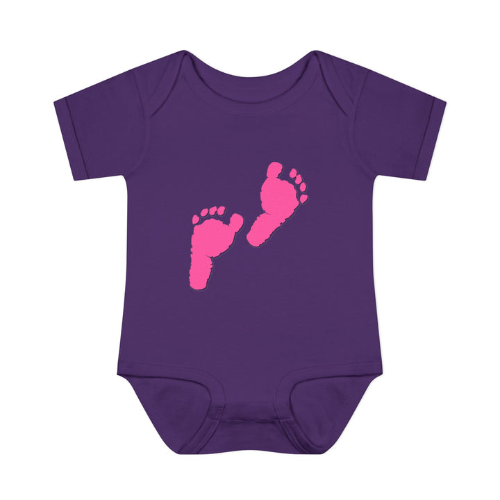 Baby Steps "Baby Feet" Acrostic Poem Bodysuit - Pink Footprints
